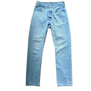 Levis 501 Original Fit Light Wash High Rise Straight Leg Jeans W25 L30
